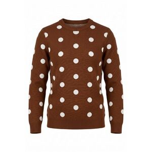 Berkley Jensen Womens XXL Rust Brown Polka Dot Crewneck Knit Sweater Long Sleeve